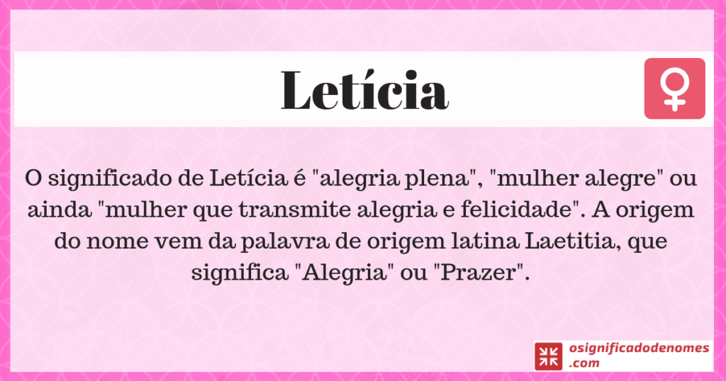 Meaning of Leticia is full joy. 